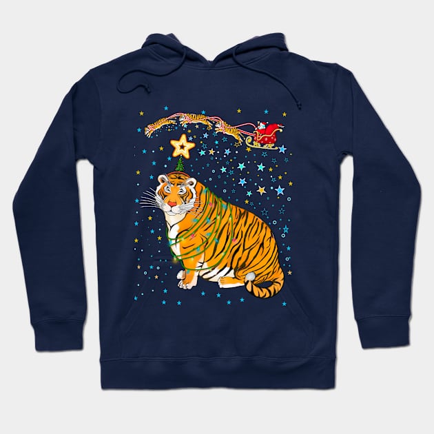 Tiger's Christmas tree and Santa/ Year of the Tiger /New Year 2022/ Tiger 2022 Hoodie by SafSafStore